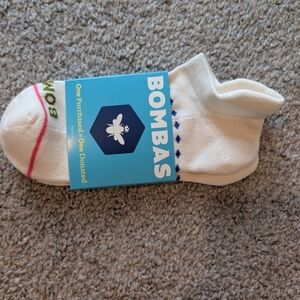 Bombas White and Red Ankle Socks